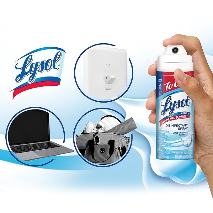 Lysol To Go Disinfectant Spray, Crisp Linen, Travel Size - 1.5 oz (Pack of 4)