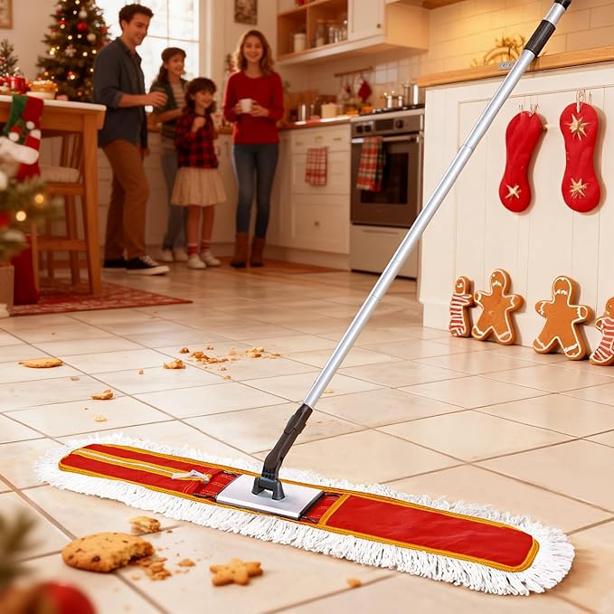 CLEANHOME Heavy-Duty 36" Commercial Dust Mop & Floor Sweeper - Extra Wide Wet/Dry Hardwood Floor Cleaner with 59" Long Handle, Washable Microfiber and Oxford Mop Pad