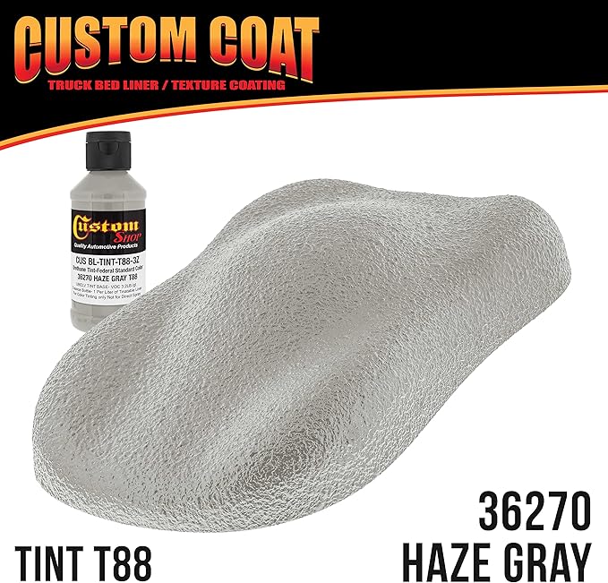 Custom Coat Federal Standard Color # 36270 Haze Gray T88 Urethane Spray-On Truck Bed Liner, 1 Gallon Kit with Spray Gun and Regulator - Durable Textured Protective Coating - Easy Mix Car Auto