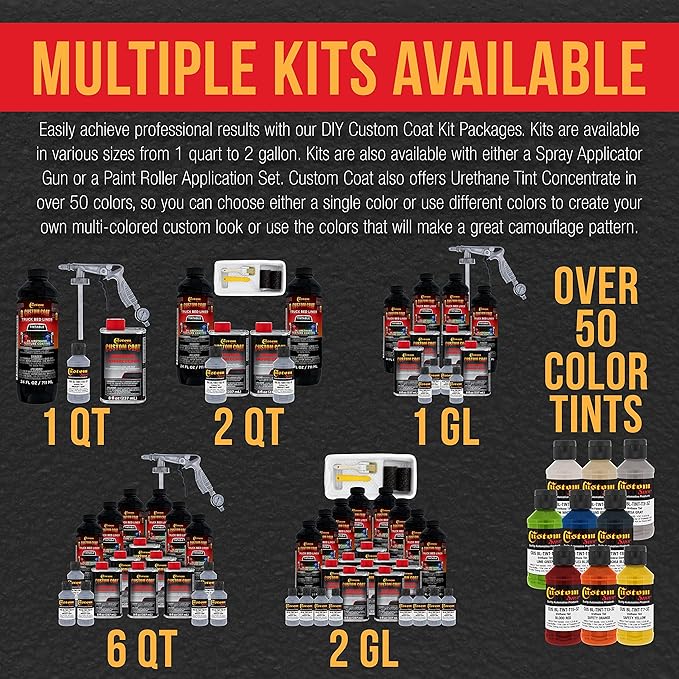 Custom Coat Federal Standard Color # 36300 Aircraft Gray T92 Urethane Spray-On Truck Bed Liner, 1.5 Gallon Kit with Spray Gun and Regulator - Durable Textured Protective Coating - Car Auto