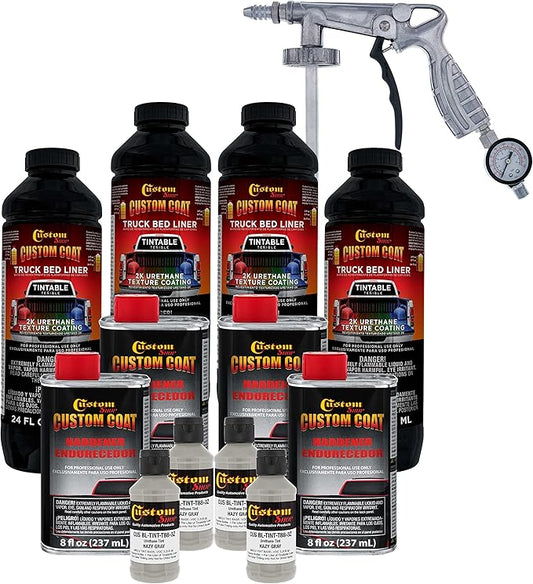 Custom Coat Federal Standard Color # 36270 Haze Gray T88 Urethane Spray-On Truck Bed Liner, 1 Gallon Kit with Spray Gun and Regulator - Durable Textured Protective Coating - Easy Mix Car Auto