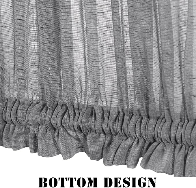 H.VERSAILTEX French Door Curtain, Sidelight Curtains for Front Door, Sheer Curtains Door Window Covering with Rod Pocket and Tie Back, Charcoal Grey, 25 x 40 inches, 1 Panel