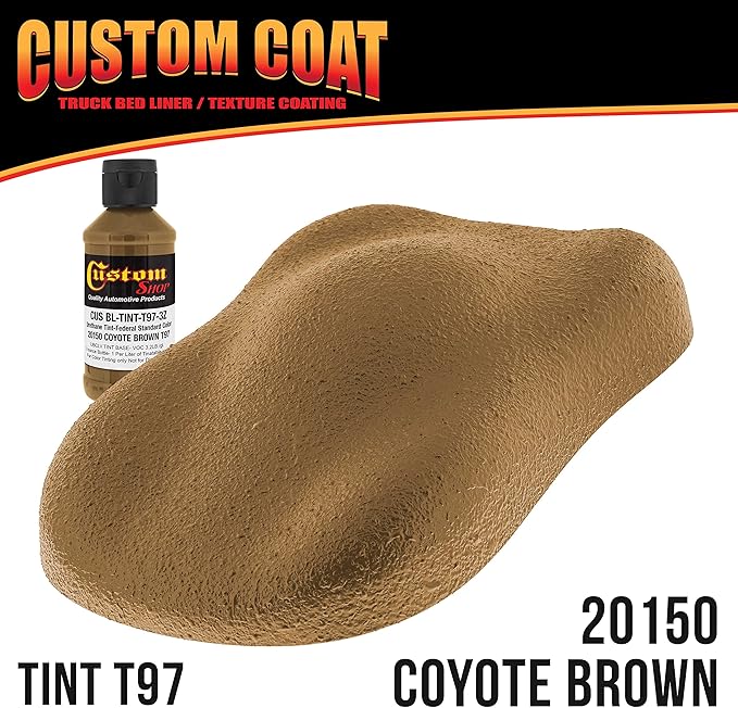 Custom Coat Federal Standard Color # 25010 Coyote Brown T97 Urethane Spray-On Truck Bed Liner, 1 Gallon Kit with Spray Gun and Regulator - Durable Textured Protective Coating - Easy Mix Car Auto