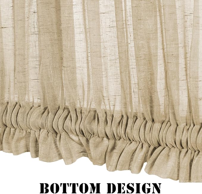 H.VERSAILTEX Door Curtains for Door Window, French Door Curtains, Privacy Semi Sheer Side Light Curtains for Door Windows with Rod Pocket and Tie Back, Beige, 25 x 40 inches, 1 Panel