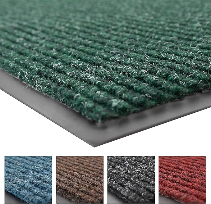 Notrax 109 Brush Step Carpeted Indoor/Outdoor Entrance Mat for Home or Office, 2' X 3', Absorbent Slip Resistant Heavy Duty Entry Mat, Hunter Green, 109S0023GN