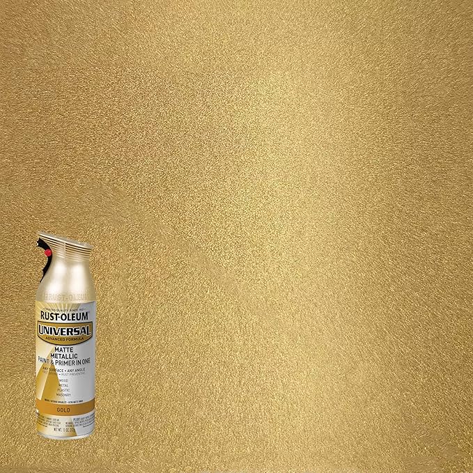 Rust-Oleum 387992-6PK Universal All Surface Metallic Spray Paint, 11 oz, Matte Gold, 6 Pack