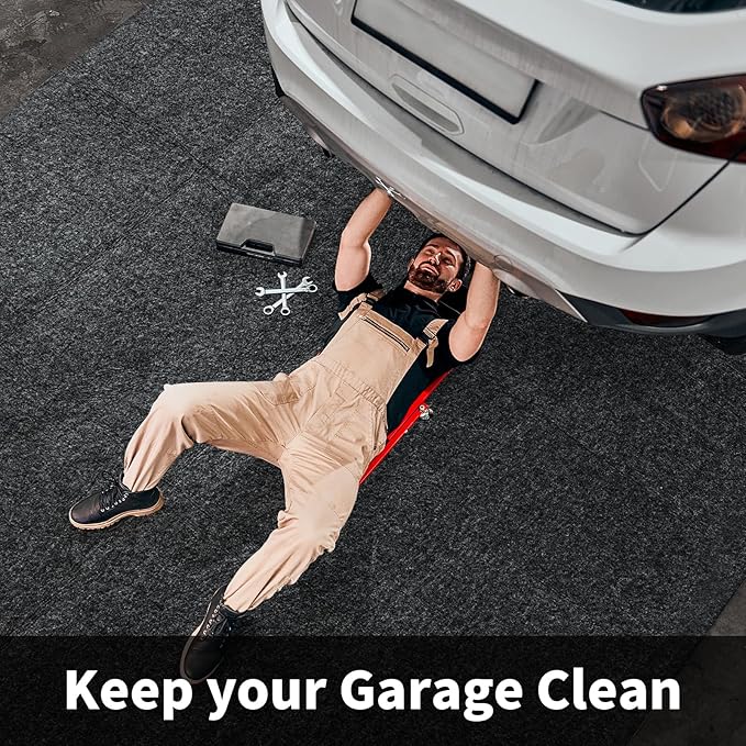 MABOZOO Garage Floor Mat 8.8 x22 Ft, Extra Large Garage Carpet Rug, Reusable Absorbent Oil Spill Mat, Washable Parking Flooring Rug for Under Car, Protects from Spills, Drips and Stains