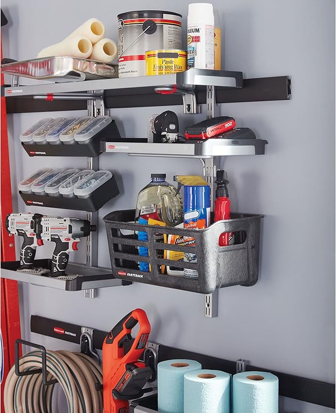 Rubbermaid FastTrack Rail Bench Blox Kit, Garage Organization System for Tools, Cleaning Supplies, Space Saving