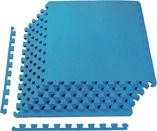 BalanceFrom Puzzle Exercise Mat with EVA Foam Interlocking Tiles for MMA, Exercise, Gymnastics and Home Gym Protective Flooring, 1/2" Thick, 24 Square Feet, Blue
