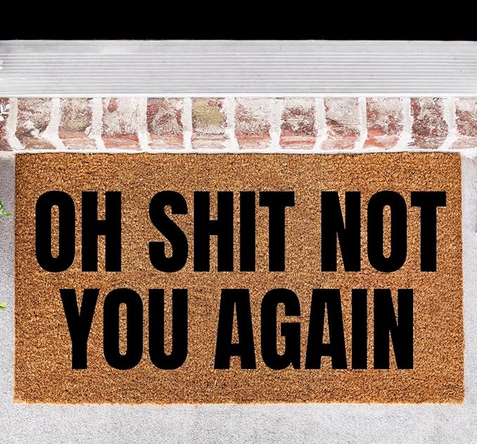 Funny, Oh Shit, Not You Again, Funny Doormat, Welcome Home, Gift, Housewarming Home Kitchen Entrance Low Pile Non-Slip Door Mat 24x16in