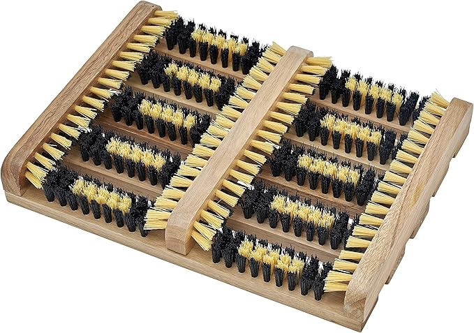 Superio Shoe and Boot Scraper, Outside Shoe Scrubber Brush 10.5 X 14 Inch - Cleans Deep Removes All Outdoor Dirt, Snow, Mud and Sand. Construction, Hiking Cleaner (Wood 1-Pack)