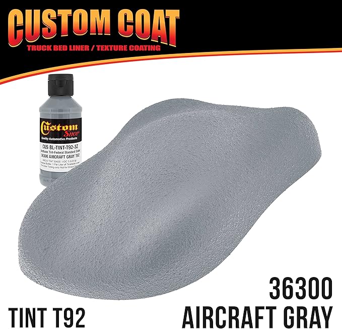 Custom Coat Federal Standard Color # 36300 Aircraft Gray T92 Urethane Spray-On Truck Bed Liner, 1.5 Gallon Kit with Spray Gun and Regulator - Durable Textured Protective Coating - Car Auto
