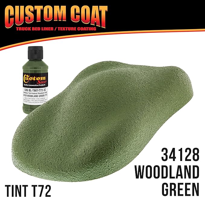 Custom Coat Federal Standard Color # 34128 Woodland Green T72 Urethane Spray-On Truck Bed Liner, 1.5 Gallon Kit with Spray Gun and Regulator - Durable Textured Protective Coating - Car Auto