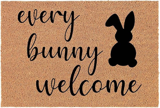 Doormat Front Door Mat New Home Closing Housewarming Gift Every Bunny Welcome Easter Funny Rabbit Soft Low Profile Doormat 18x30 Inch