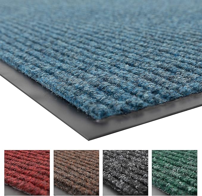 Notrax 109 Brush Step Carpeted Indoor/Outdoor Entrance Mat for Home or Office, 3' X 10', Absorbent Slip Resistant Heavy Duty Entry Mat, Slate Blue, 109S0310BU