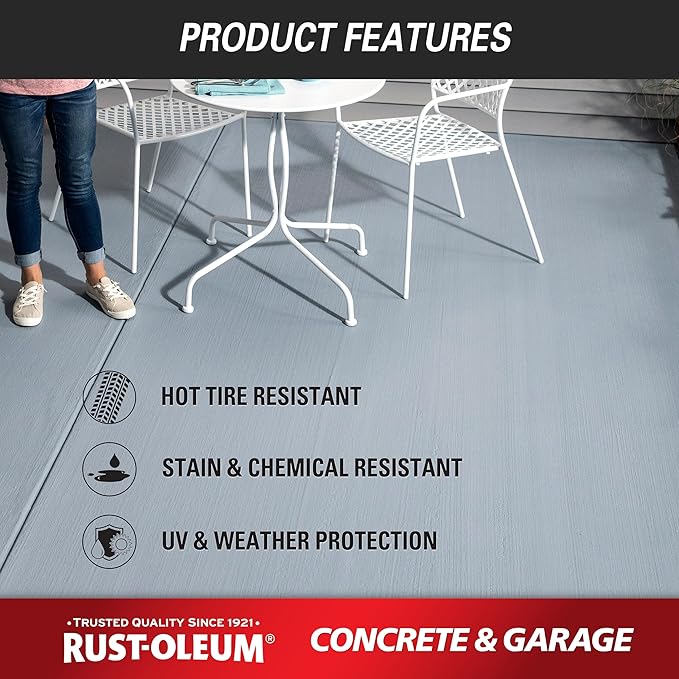 Rust-Oleum 380896 Concrete & Garage Clear Finish Topcoat, Gallon, Textured Satin Clear