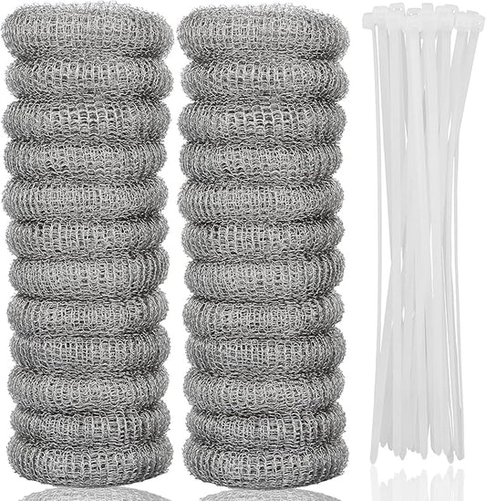 24 PCS Lint Traps LVYOUIF Stainless Steel Washing Machine Lint Snare Traps, Washer Hose Lint Traps with 24 PCS Cable Ties, Laundry Mesh Washer Sink Drain Hose Screen Filter