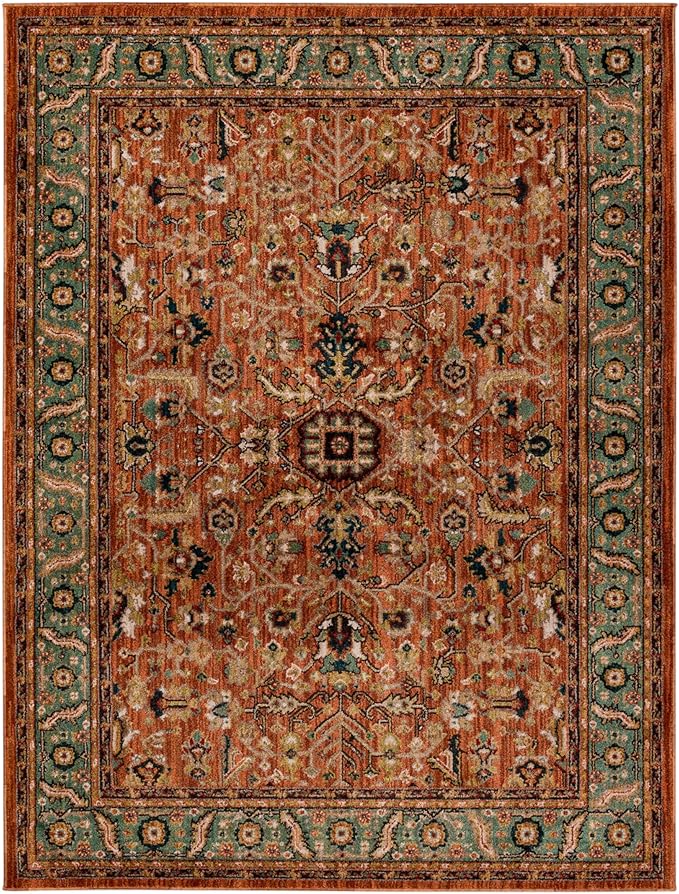 Mohawk Home Celine Traditional Ornamental Clay 8' X 10' Area Rug Perfect for Living Room, Dining Room, Office, Kitchen, Entryway, Hallway