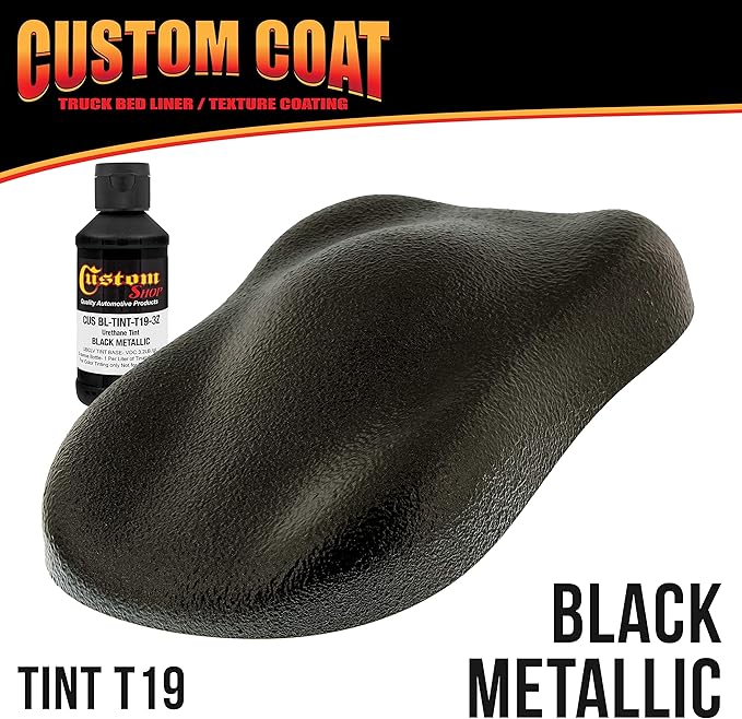 Custom Coat Black Metallic 2 Gallon Urethane Roll-On, Brush-On or Spray-On Truck Bed Liner Kit with Roller and Brush Applicator Kit - Easy Mixing - Durable Textured Car Auto Protective Coating