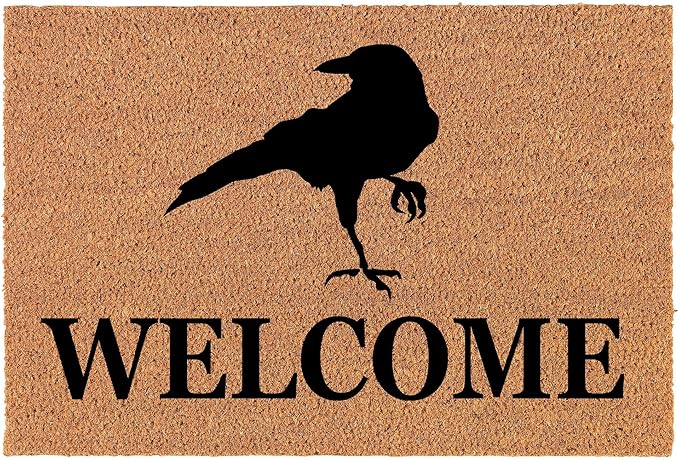 Welcome Crow Raven Blackbird Doormat Entrance Mat Housewarming Gift Wedding Suitable for Home Kitchen Indoor and Outdoor Decoration Entrance Mat 24x16in