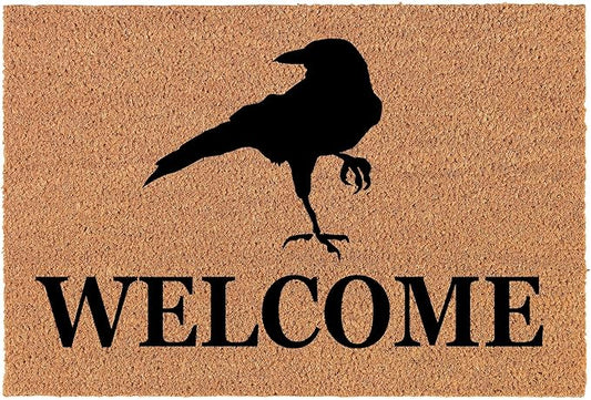 Welcome Crow Raven Blackbird Doormat Entrance Mat Housewarming Gift Wedding Suitable for Home Kitchen Indoor and Outdoor Decoration Entrance Mat 24x16in