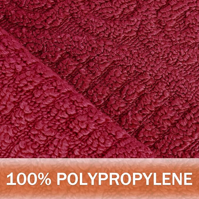 Echaprey Half Round Non-Slip Kitchen Bathroom Toilet Doormat Floor Rug Mat Keeps Your Floors Clean Home Decor (Large, Red)