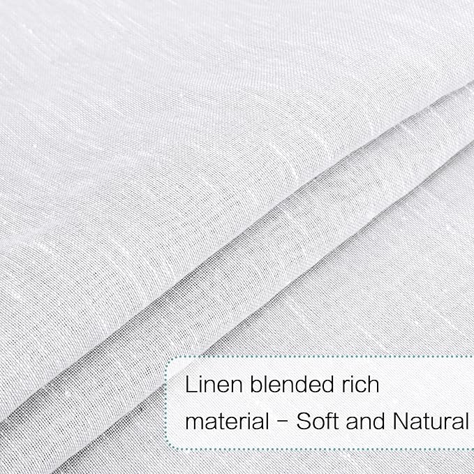 H.VERSAILTEX Pure White Linen Blended French Door Curtain Privacy Light Filgtering Tricia Window Door Curtain for Patio Sidelight Glass Blind Tie Up Shade for Kitchen, W 25 x L 72 in, 1 Pc