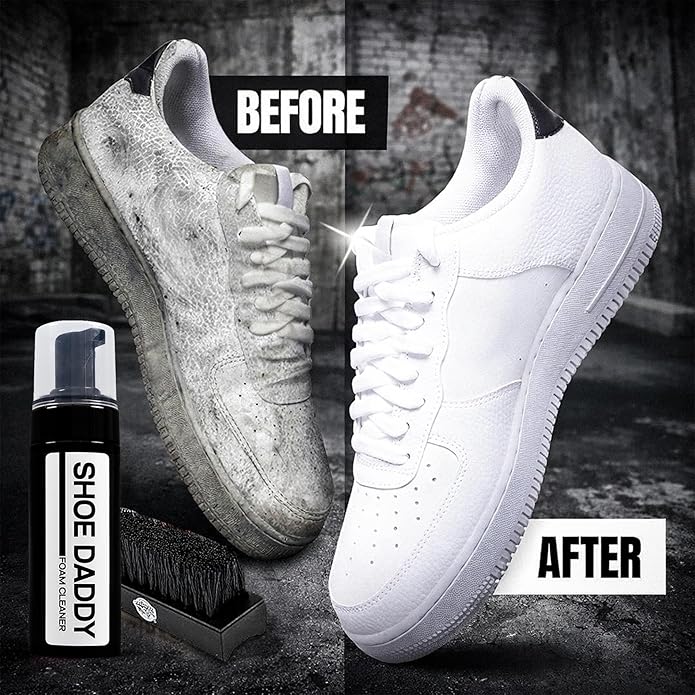 Shoe Cleaning Kit – Premium Foam Shoe Cleaner with Soft & Stiff Bristle Brushes and Microfiber Towel – Shoe Cleaner for Sneakers, Tennis, Gym, White Shoes, Leather, Mesh, Knit, Canvas & Nubuck, PU