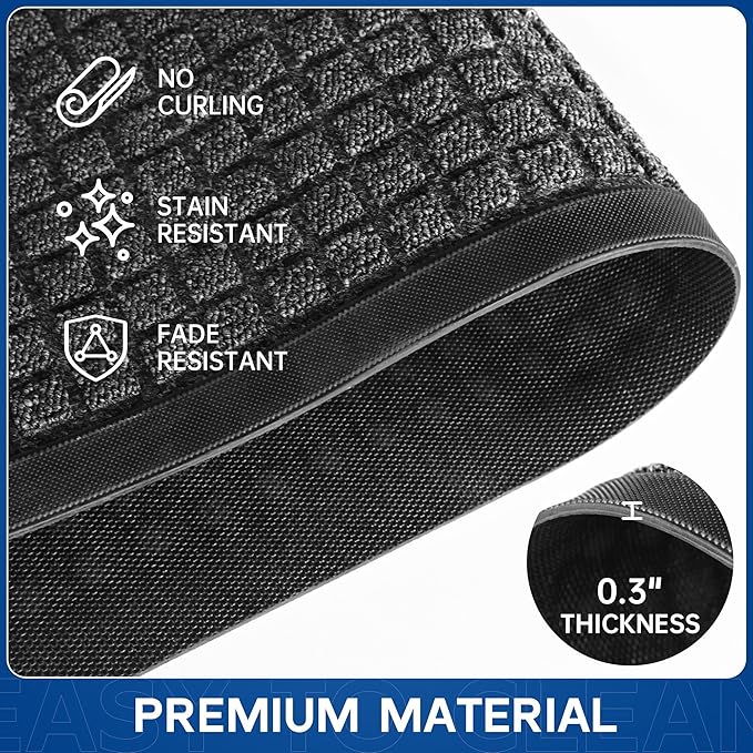 Durable Front Door Mat, 60" x 36" Heavy Duty Indoor Outdoor Doormat for Entryway, Non-Slip Rubber Backing, Stain and Fade Resistant Commercial Floor Mat for Home Office Entry