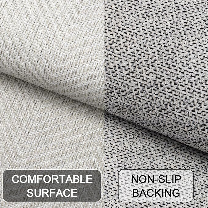Ultra Thin Indoor Door Mat 17"x29", Washable Door Mat Indoor Entrance, Non Slip Rubber Backing Doormat Low-Profile Inside Entryway Mat, Unique Herringbone Design Entry Mat, Khaki (FOLD)