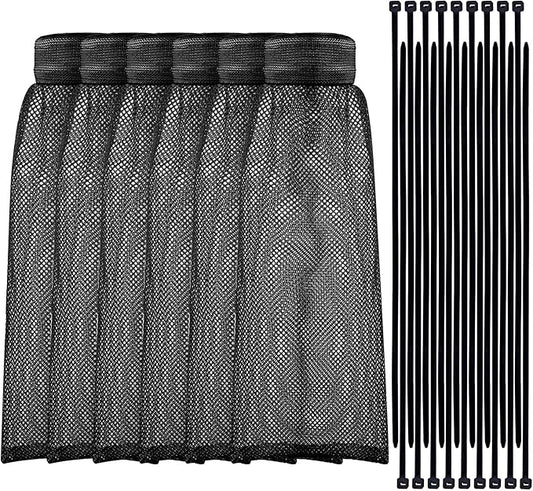 Shappy 24 Pieces Washing Machine Lint Traps and Cable Ties Set 6 Nylon Mesh Lint Trap for Discharge Hoses and 18 Cable Ties Fits Most Washing Machines(Black)