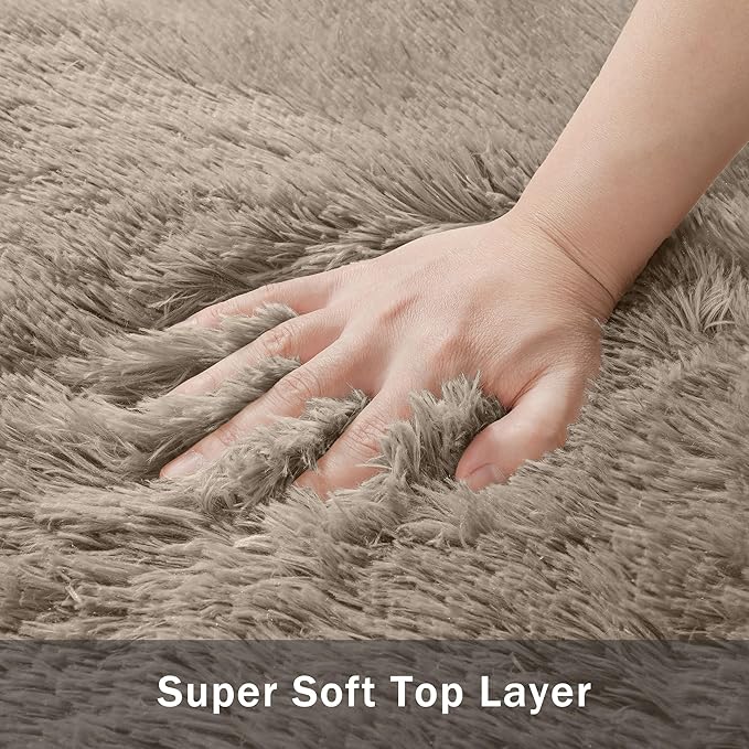 6x9 Area Rug for Living Room:Ultra Soft Fluffy Shag Grey Camel Rugs,Large Fuzzy Plush Indoor Non Slip Carpet Washable Rug for Bedroom Kids Nursery Office Dorm Modern Decor(Grey Camel 6'x9')