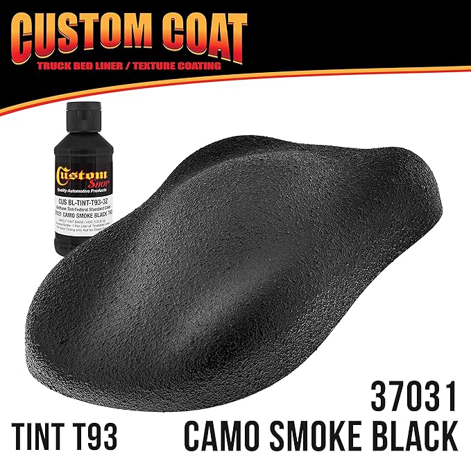 Custom Coat Federal Standard Color # 37031 Camo Smoke Black T93 Urethane Spray-On Truck Bed Liner, 1 Quart Kit with Spray Gun and Regulator - Durable Textured Protective Coating - Easy Mix Car Auto
