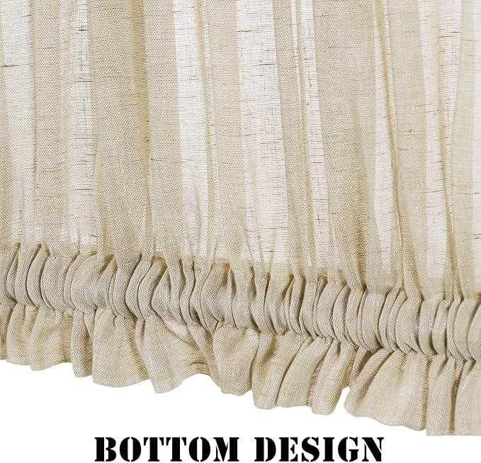 H.VERSAILTEX Linen French Door Curtains Privacy Light Reducing Door Curtain with Tieback | Rod Pocket Curtain 1 Panel for Glass Door Feature Open Weave Textured Linen - 25"x72" - Beige