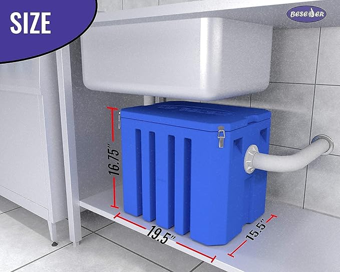 Grease Trap + Grease Trap Cleaner - Grease Interceptor 10 GPM - Grease Traps For Restaurants + Grease Trap Tablets 12 pcs - 20 Lb Grease Trap Interceptor - Plastic Under Sink Grease Trap