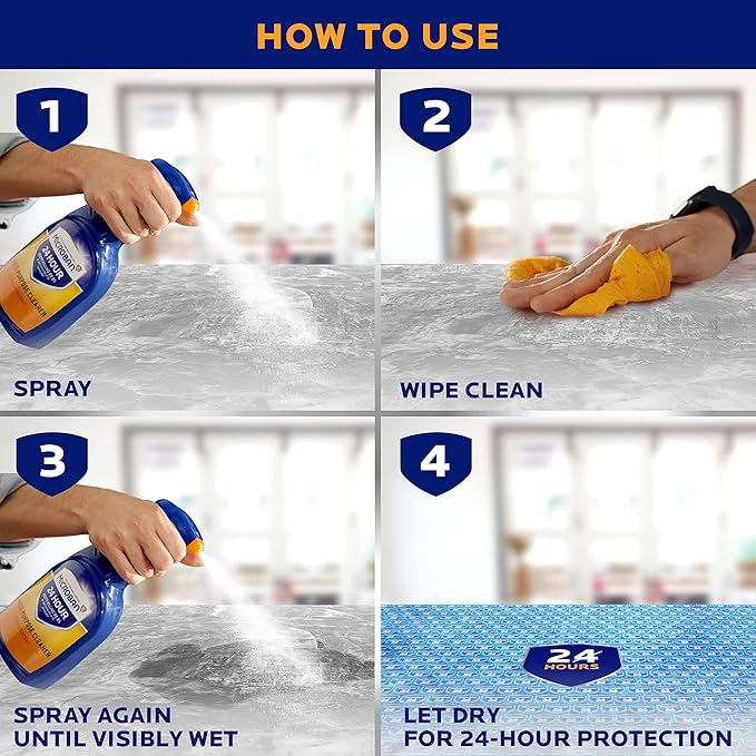 MICROBAN Disinfectant Spray, 24 Hour Sanitizing and Antibacterial Spray, All Purpose Cleaner, Citrus Scent, 4 Count, 22 fl oz Each