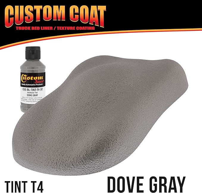 Custom Coat Dove Gray 2 Gallon Urethane Roll-On, Brush-On or Spray-On Truck Bed Liner Kit with Roller and Brush Applicator Kit - Easy Mixing - Durable Textured Car Auto Protective Coating