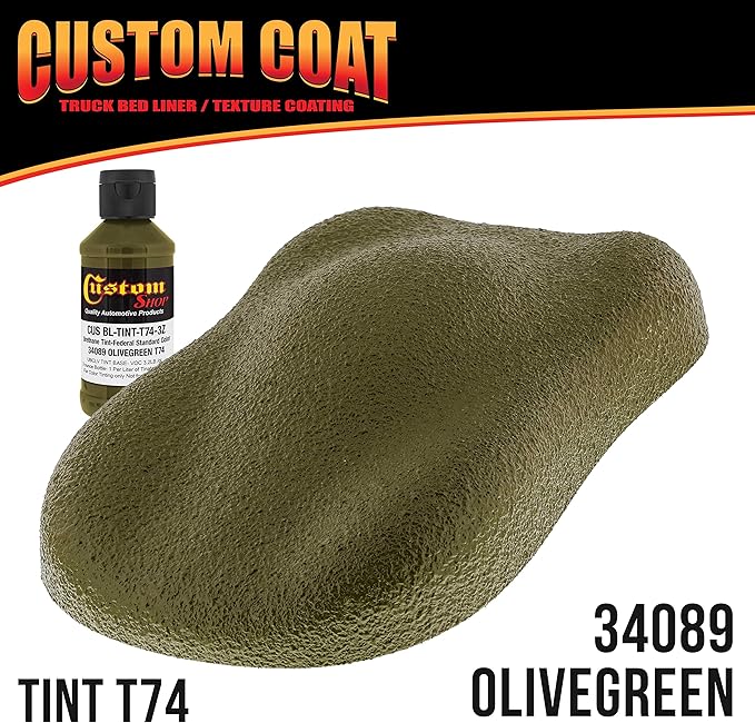 Custom Coat Federal Standard Color # 34089 Olive Green T74 Urethane Spray-On Truck Bed Liner, 1.5 Gallon Kit with Spray Gun and Regulator - Durable Textured Protective Coating - Car Auto
