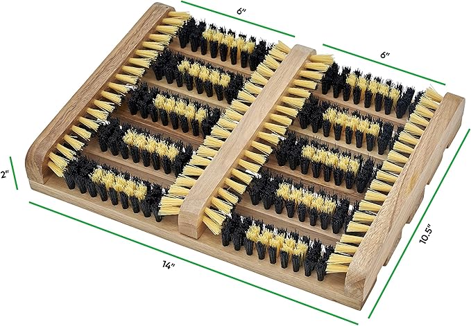 Superio Shoe and Boot Scraper, Outside Shoe Scrubber Brush 10.5 X 14 Inch - Cleans Deep Removes All Outdoor Dirt, Snow, Mud and Sand. Construction, Hiking Cleaner (Wood 2-Pack)