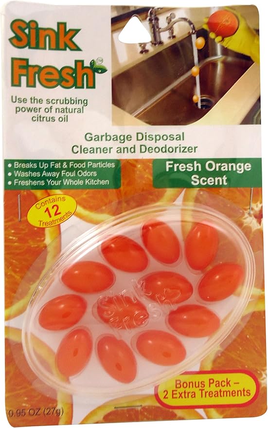 Economy Kitchen Accessory Sink Fresh Orange 12 Count Drain Cleaner, Breaks Up Fat & Food Particles, Washes Away Foul Odors, Freshens Your Kitchen