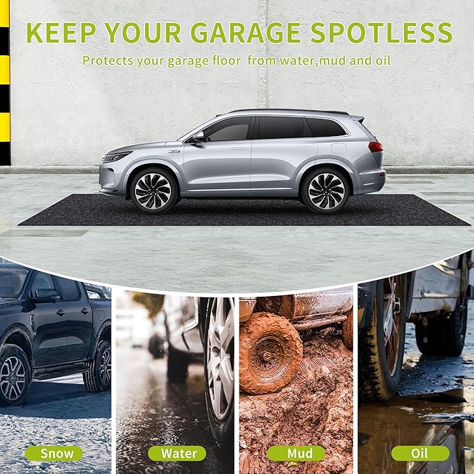 Oil Spill Mat - 72" x 48" Absorbent Oil Garage Floor Mat for Under Car - Protect Driveway from Drips, Spills, Stains, Reusable & Durable Garage Floor Protection Mat with Waterproof Backing