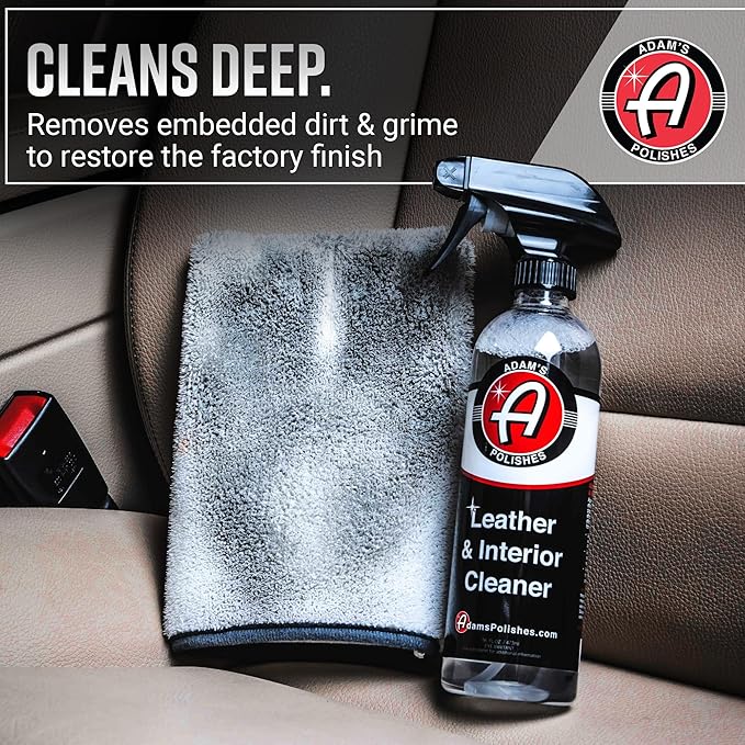 Adam's Polishes Leather Care Kit - Leather Cleaner & Conditioner Car Cleaning Supplies | UV Protection for Interior Accessories Steering Wheel Seat Dash Vinyl Shoe Polish Jacket