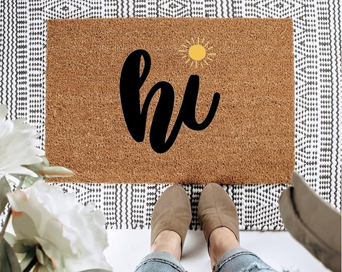 Hello Summer Welcome Mat, Sunny Decor, Summer Housewarming Gift, Funny Doormat, Cute Doormat Home Decoration Fun Door Mat 30x18in