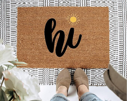 Hello Summer Welcome Mat, Sunny Decor, Summer Housewarming Gift, Funny Doormat, Cute Doormat Home Decoration Fun Door Mat 32x20in