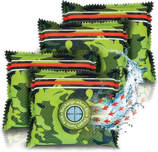 Zarpax Gun Safe Dehumidifier Camouflage - Rechargeable Desiccant Dehumidifier Bags - Reusable & Absorbs Moisture & Humidity - 4x Pack