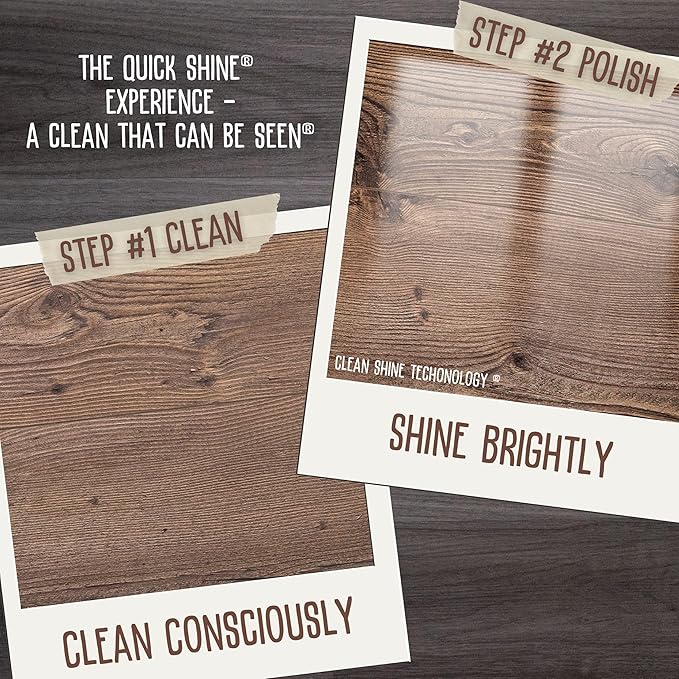 Quick Shine Multi Surface Floor Cleaner 27oz, 2Pk | Ready to Use-Streak Free- No Rinse | Use on Hardwood, Laminate, Luxury Vinyl Plank & Stone | Use in Spray Mops & Vac Mops | Safer Choice Cleaner