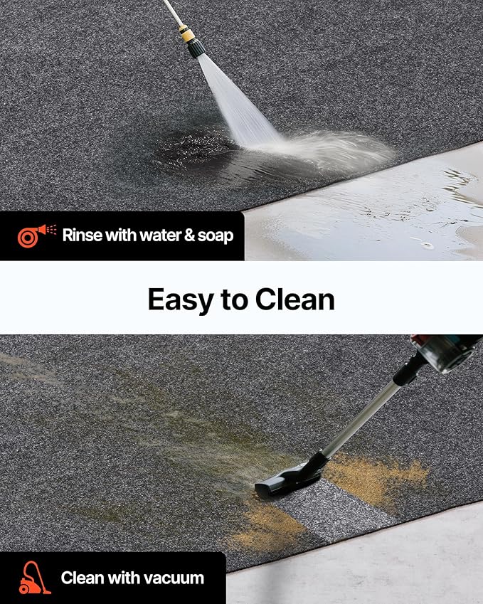 VEVOR Garage Floor Mat, 8'10"x22' Waterproof Protection from Water,Snow, Rain,Mud and Oil for Cars, Non-Slip Heavy Duty Containment Mat with TPE Anti-Leak Backing & Easy to Clean & Cuttable