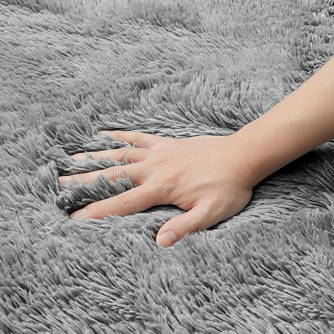 6x9 Area Rug for Living Room:Ultra Soft Fluffy Shag Light Grey Rugs,Large Fuzzy Plush Indoor Non Slip Carpet Washable Rug for Bedroom Kids Nursery Office Dorm Modern Decor(Light Grey 6'x9')