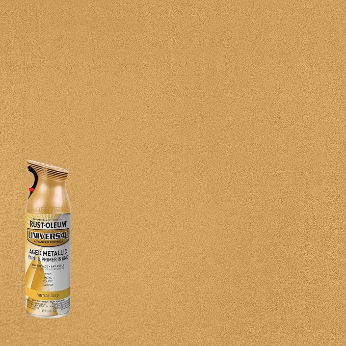 Rust-Oleum 342918 Universal All Surface Aged Metallic Spray Paint, 11 oz, Vintage Gold