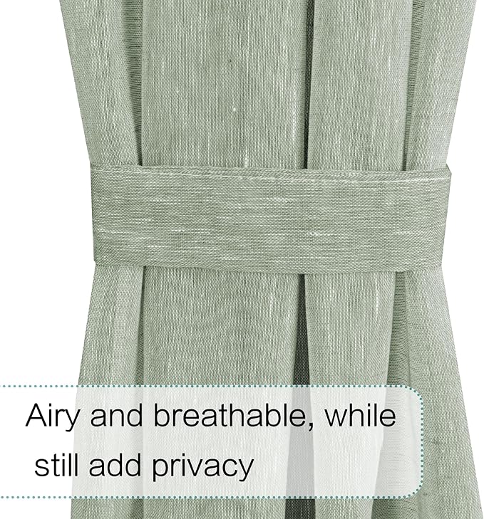 H.VERSAILTEX Sidelight Curtains for Front Door, Privacy Semi Sheer Curtains for French Doors, Light Filtering Window Drapes with Rod Pocket and Tie Back, Sage, 25 x 40 inches, 1 Panel